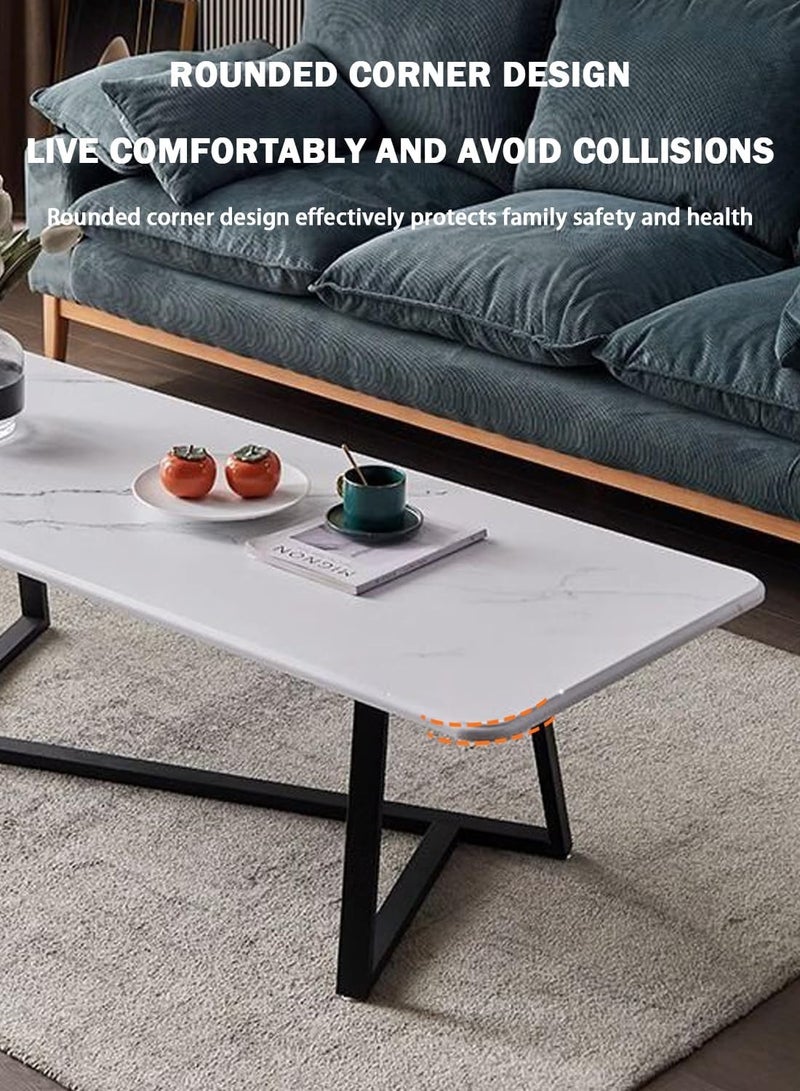 Jorunb Coffee Table Large Capacity Table Storage Simple Living Room Table Modern Tea Table Small Unit Square Living Room Simple Small Tea Table Design（imitation white marble） - Image 5