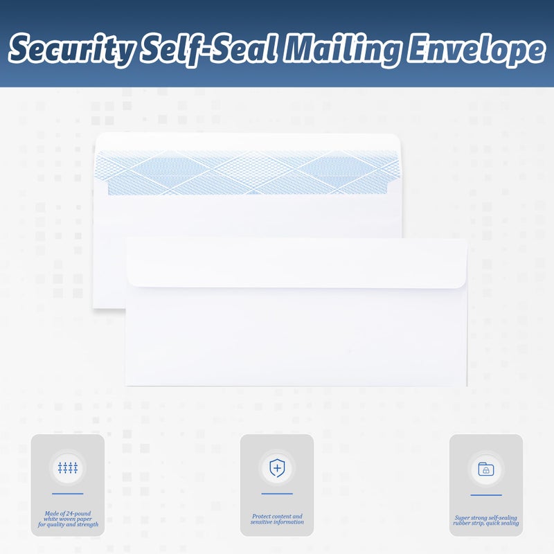 Yeplan 60PCS #10 Envelopes Letter Size Self Seal Business Envelopes No Window Security Mailing Envelopes Size 4-1/8 x 9-1/2 Inch - White 24LB Paper - Image 4