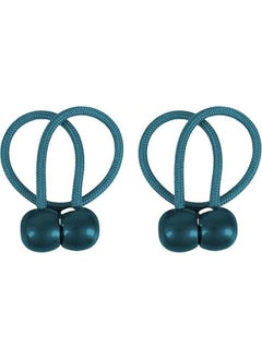 Generic Curtain Magnetic Straps Balls Tiebacks, 1 Pair, No Punching No Installation - Curtain Binding Rope for Decoration (Dark Green)  - Image 2