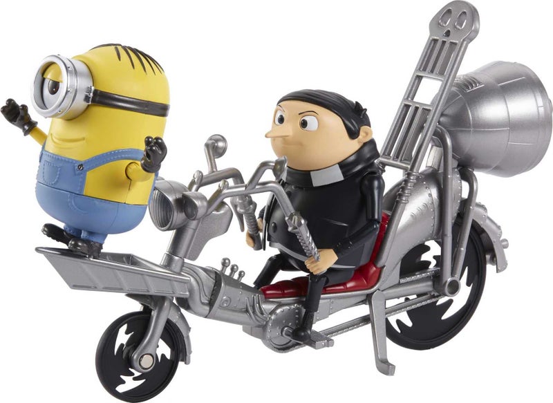 Minions The Rise of Gru Movie Moments Pedal Power Gru Approx 4in10cm Action Figure Interactive Toy with Articulation  Movie Scene Accessories Great Gift for 4 Years  Older Minion Fans - Image 1