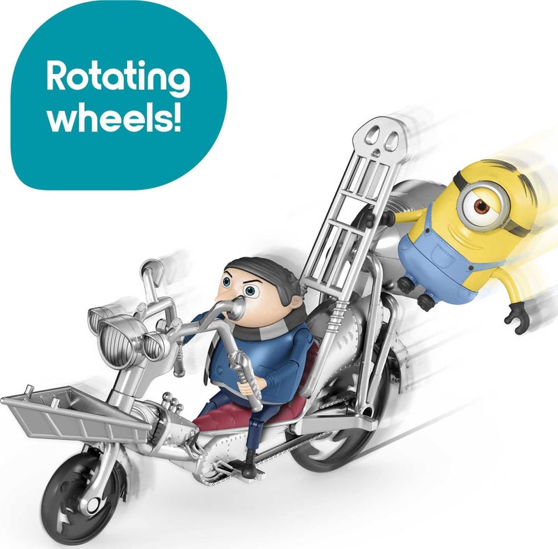 Minions The Rise of Gru Movie Moments Pedal Power Gru Approx 4in10cm Action Figure Interactive Toy with Articulation  Movie Scene Accessories Great Gift for 4 Years  Older Minion Fans - Image 3