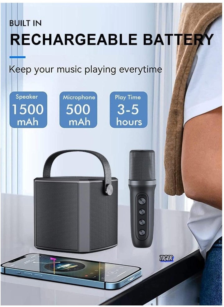 JAJEEK Karaoke Machine with UHF Wireless Microphones for Adults & Kids | Portable Bluetooth PA Speaker System | Supports Vocal Cut for Home Parties, Meetings, Weddings | Rechargeable, Loud Sound, and LED Light Effects | Perfect for Celebrations & Events - Image 2