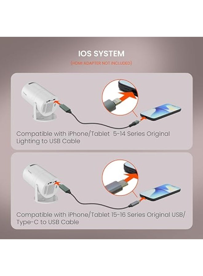 Mini Portable Projector – 1080P HD, Two-Way Bluetooth 5.2, Multi-Angle Projection, 180° Rotatable Mount, Auto Keystone Correction, Long Lens Life – Smart Home and Outdoor Projector - Image 2