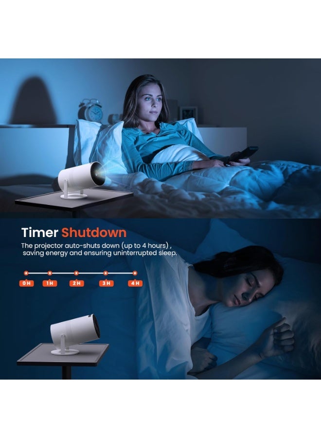 Mini Portable Projector – 1080P HD, Two-Way Bluetooth 5.2, Multi-Angle Projection, 180° Rotatable Mount, Auto Keystone Correction, Long Lens Life – Smart Home and Outdoor Projector - Image 3