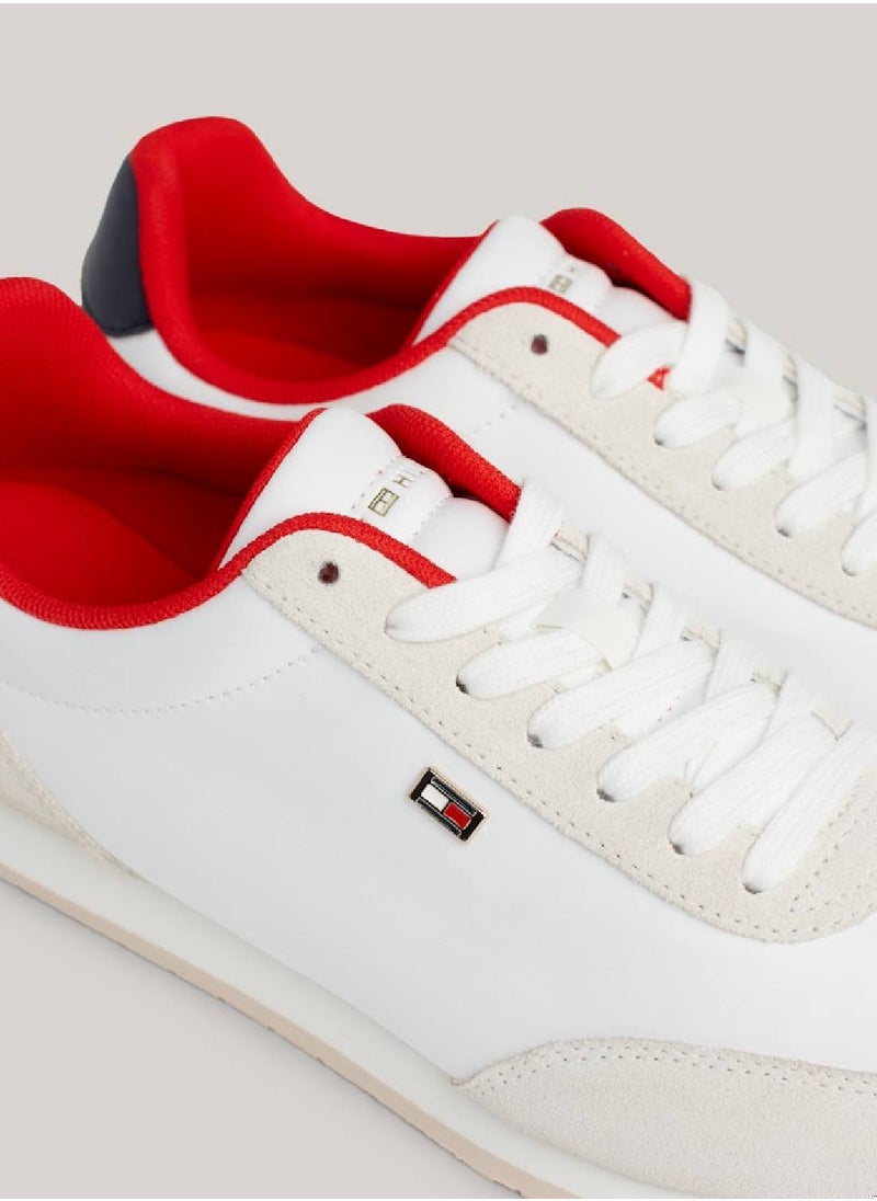 TOMMY HILFIGER - Women's Heritage Suede Flag Runner Trainers -  Suede upper, Blue - Image 1
