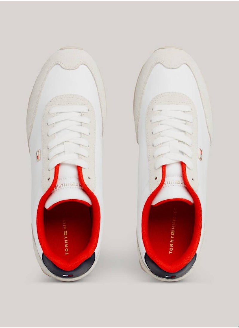 TOMMY HILFIGER - Women's Heritage Suede Flag Runner Trainers -  Suede upper, Blue - Image 1