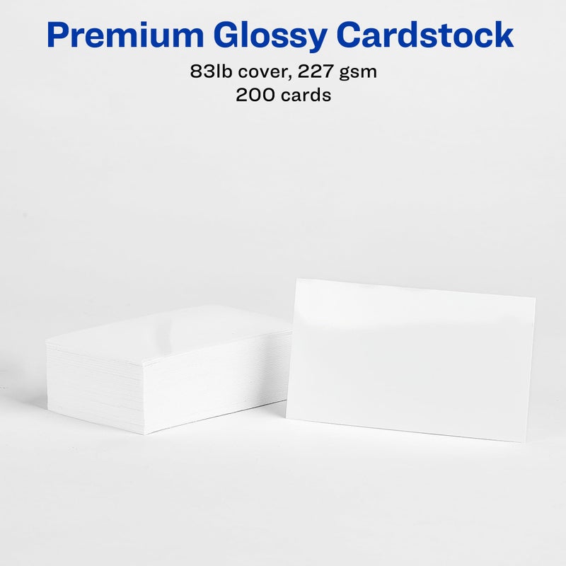 AVERY بطاقات عمل قابلة للطباعة من أفيري بحواف نظيفة مع تقنية Sure Feed، 2" × 3.5"، بيضاء لامعة، 200 بطاقة فارغة لطابعات الحبر (8859) - Image 5