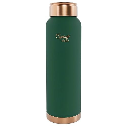 La' Forte Pure Copper Water Bottle with Leak Proof Lid, Premium Silicone Coating (1000 Ml) Sea Green (Pack of 1) - Image 1