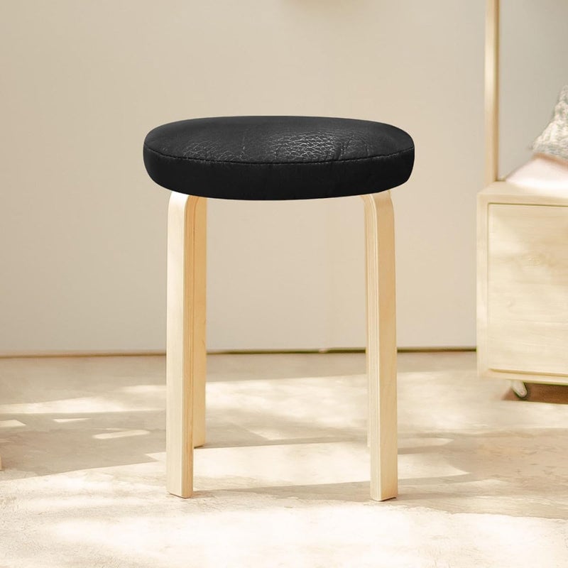 2pcs Elastic Round Stool Cover Chair Cushion Cover Stretchy Fabric Seat Protector 35cm Diameter Black for Bar Stools Indoor Use - Image 4