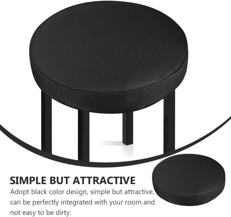 2pcs Elastic Round Stool Cover Chair Cushion Cover Stretchy Fabric Seat Protector 35cm Diameter Black for Bar Stools Indoor Use - Image 3