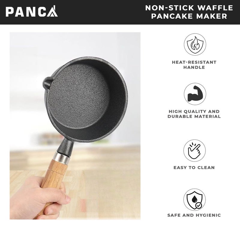 PANCA Cast Iron Tadka Pan | 4 Inch Pre-Seasoned Tempering Pan for Dal & Spices | Gas & Stove-Friendly, 450g Heavy Duty Vaghar/Chounk Pan | 100% Toxin-Free Naturally (Square) - Image 3