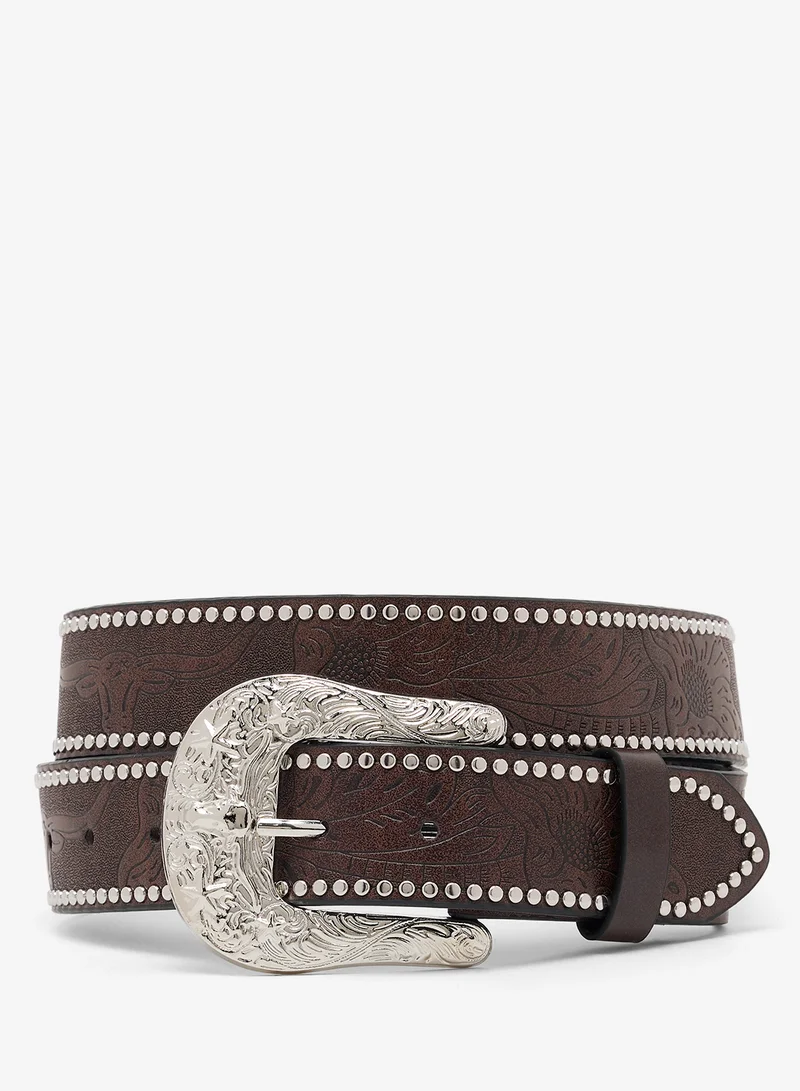 Seventy Five Western Belt With Detail And Studding