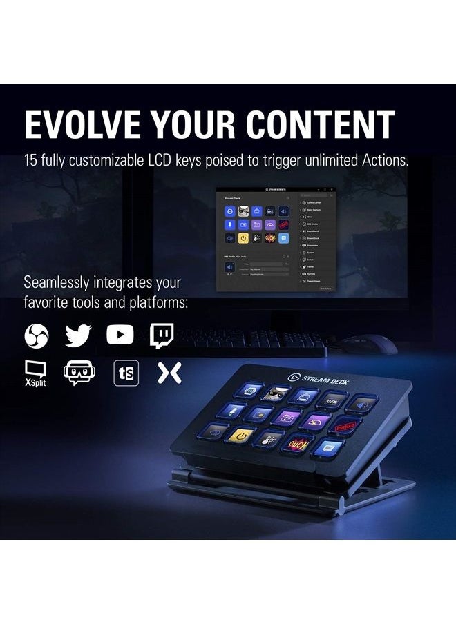 elgato - Stream Deck Classic - Live production controller with 15 customizable LCD keys and adjustable stand, trigger actions in OBS Studio, Streamlabs, Twitch, YouTube and more, works with PC/Mac - Image 1