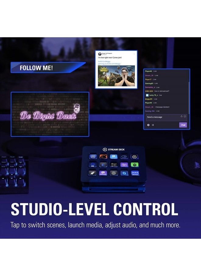 elgato - Stream Deck Classic - Live production controller with 15 customizable LCD keys and adjustable stand, trigger actions in OBS Studio, Streamlabs, Twitch, YouTube and more, works with PC/Mac - Image 1