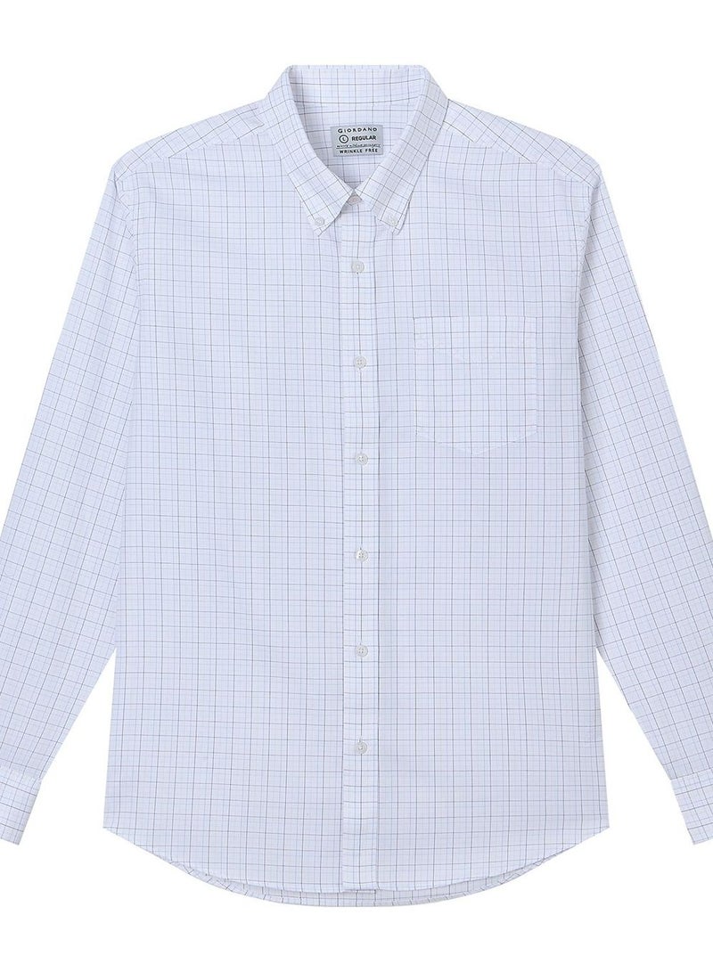 GIORDANO Men’s Cotton Oxford Wrinkle Free Long-Sleeve Shirt - Image 1