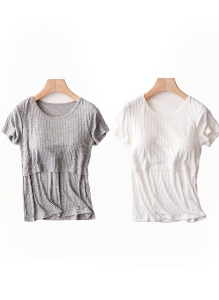 2-PACK Maternity And Postpartum Nursing Home Clothes Nursing Tops - Image 1