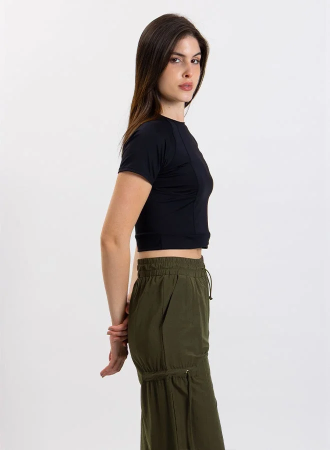 Shapes BLACK SOFT CROP TOP for Women | Best Price UAE