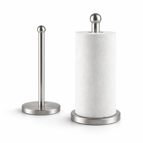 Vintageware® Tissue Paper Holder Countertop, Standing Tissue Paper Roll Holder for Kitchen Bathroom, Paper Towel Holder Stand with Weighted Base, Stainless Steel Tissue Paper Holder (Silver, Style-2) - Image 1