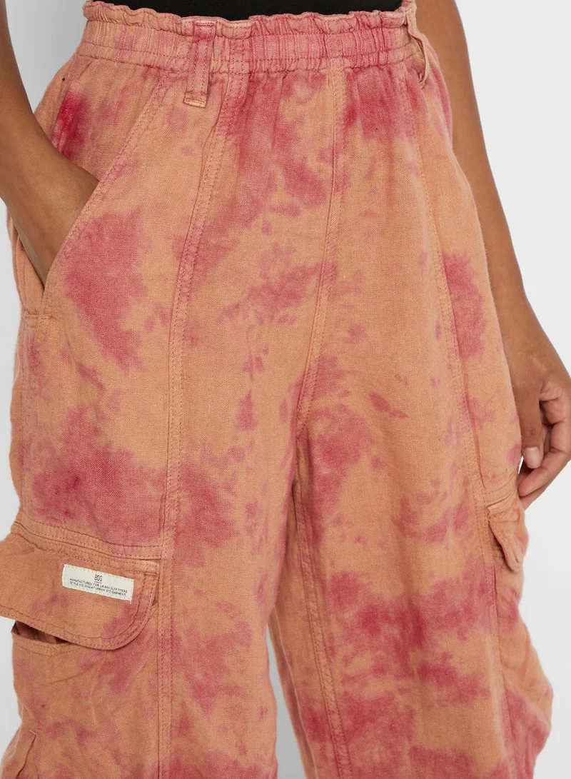 URBAN OUTFITTERS Ruched Waist Tie Dye Pants