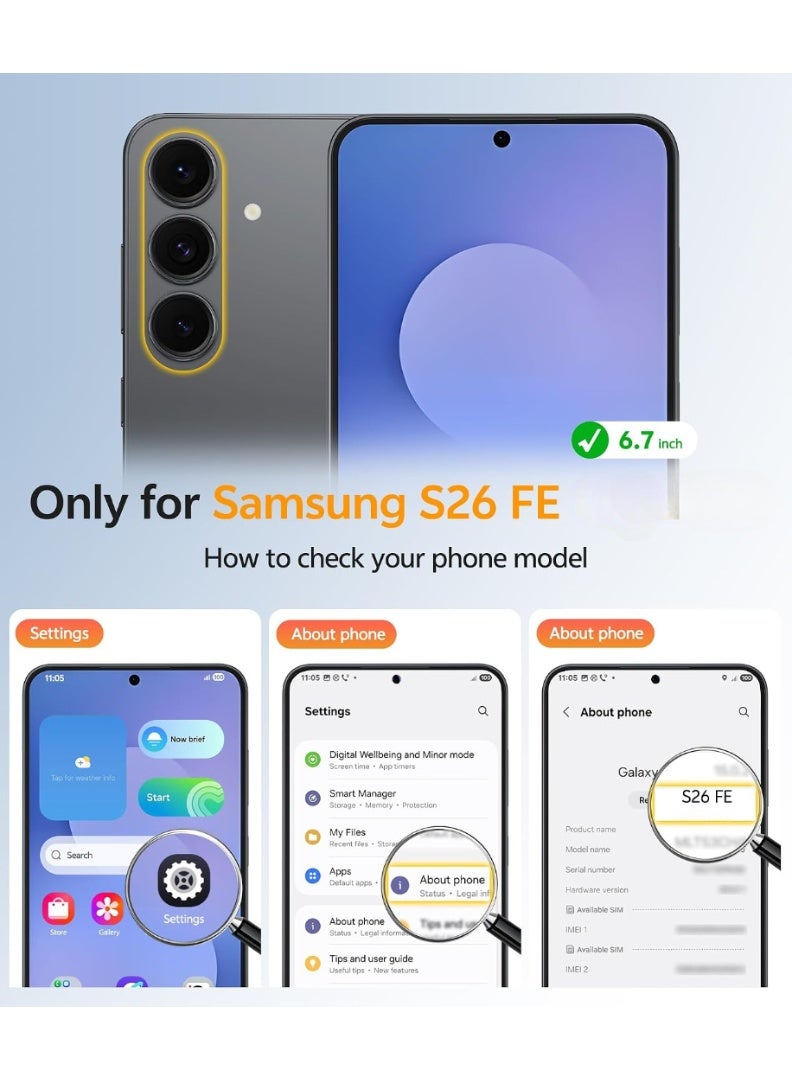 بورتوني جراب Samsung Galaxy S26 FE من السيليكون السائل مع واقي شاشة من الزجاج المقسى؛ يتميز بمقاومة الخدش، وبطانة داخلية ناعمة من الألياف الدقيقة، وتصميم مقاوم للصدمات لحماية الهاتف (مقاس 6.7 بوصة). - Image 2