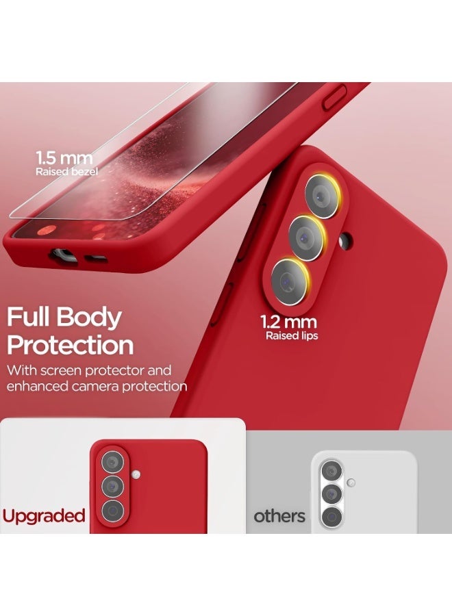 بورتوني جراب Samsung Galaxy S26 FE من السيليكون السائل مع واقي شاشة من الزجاج المقسى؛ يتميز بمقاومة الخدش، وبطانة داخلية ناعمة من الألياف الدقيقة، وتصميم مقاوم للصدمات لحماية الهاتف (مقاس 6.7 بوصة). - Image 4