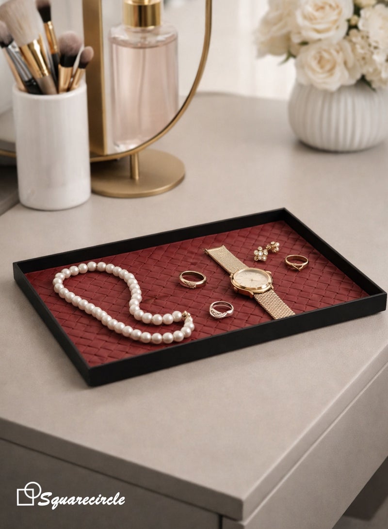 دائرة مربعة صينية ديكور عصرية للمنزل – منظم أنيق للمجوهرات والمفاتيح والشموع، مناسبة للمدخل وغرفة المعيشة - Image 3