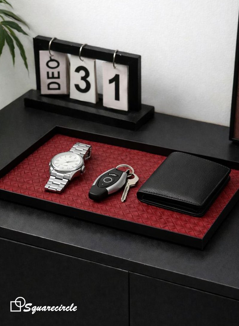 دائرة مربعة صينية ديكور عصرية للمنزل – منظم أنيق للمجوهرات والمفاتيح والشموع، مناسبة للمدخل وغرفة المعيشة - Image 1