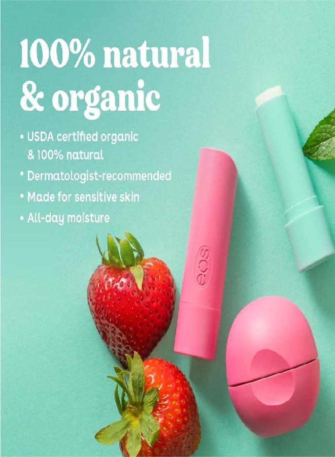 eos 100% Natural & Organic Lip Balm- Strawberry Sorbet, All-Day Moisture, Dermatologist Recommended for Sensitive Skin, Lip Care Products, 0.25 oz - Image 2