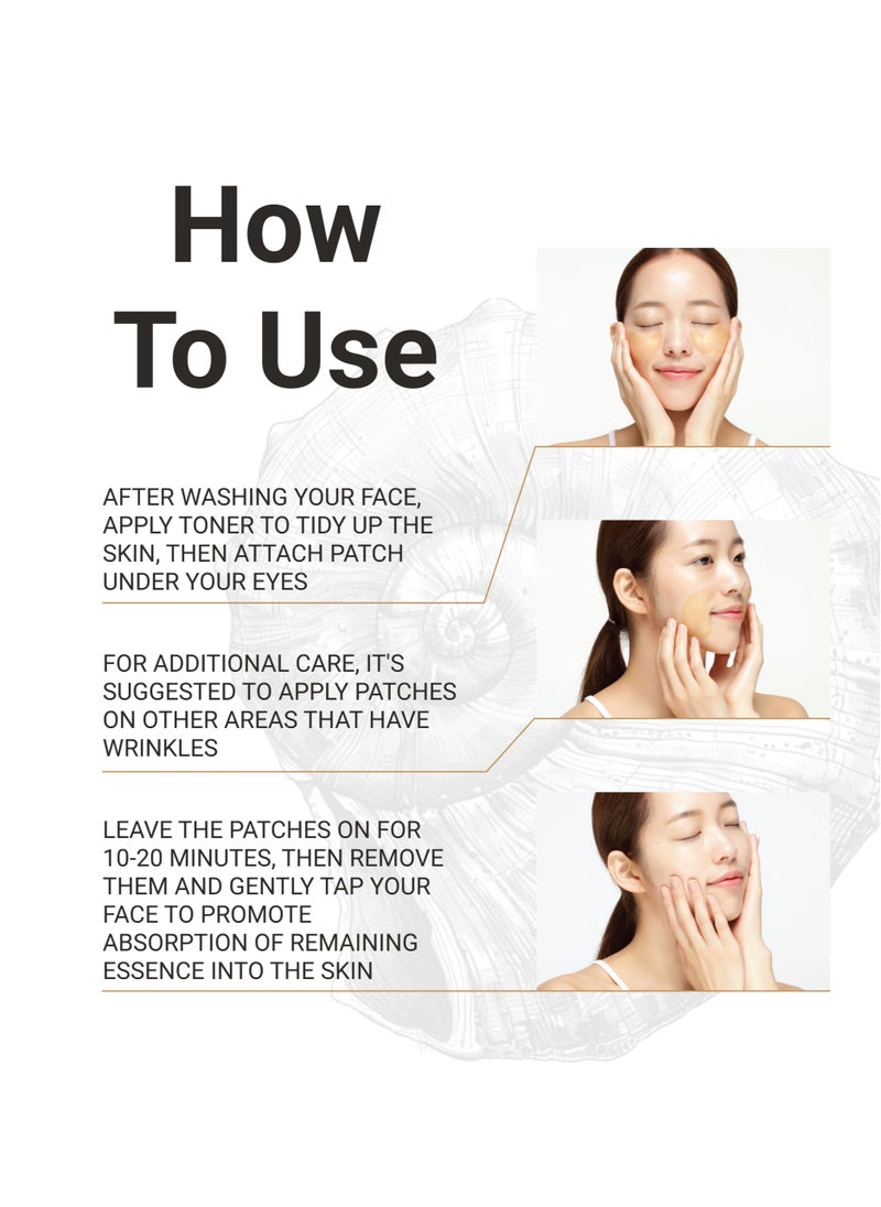 GOLD SNAIL - Korean Eye Patch 24K Real Gold 60Pcs - Anti Aging & Anti Wrinkle Treatment for Women - Hydrating Hydro Gel Eye Masks for Dark Circles - Image 1