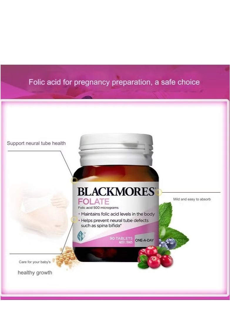 Blackmores Folic Acid （500 Micrograms） Dietary Supplement-90 Tablets - Image 2