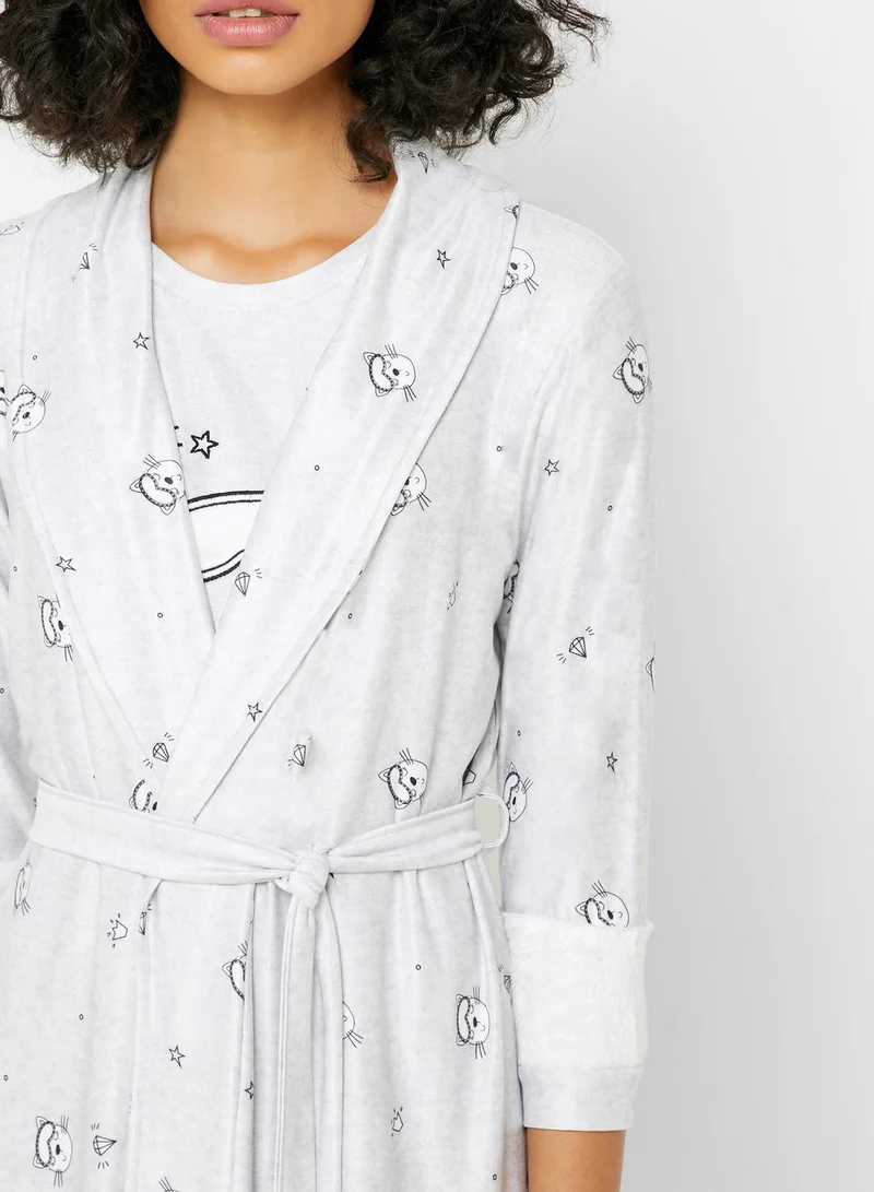 Catherine Graphic Print Chemise & Printed Robe