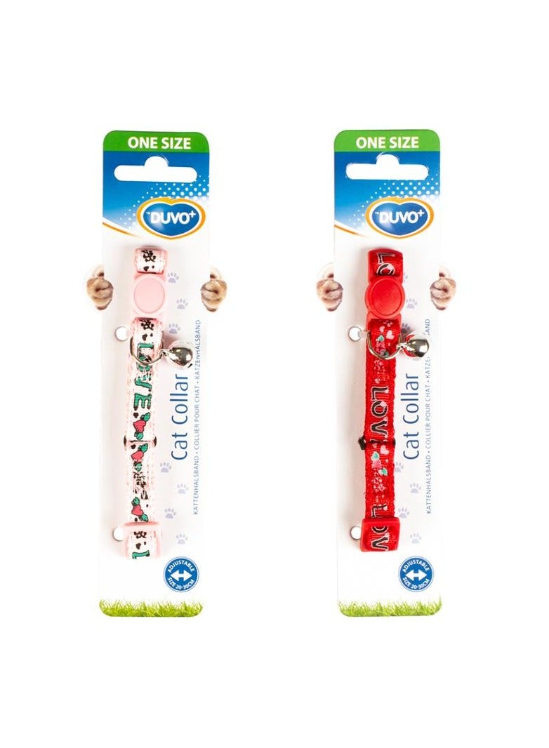 duvo Plus 2PC Love Nylon Cat Collar Multicolor With Bell 20-30cm / 10mm - Image 2