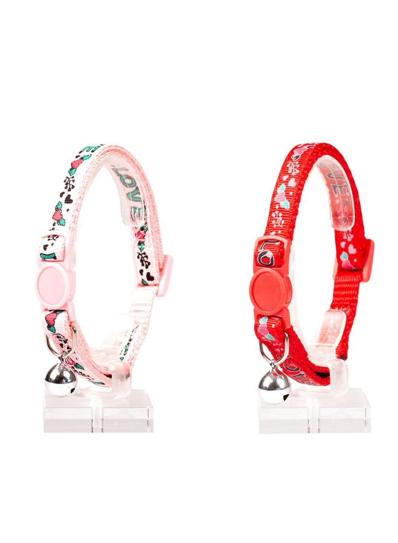 duvo Plus 2PC Love Nylon Cat Collar Multicolor With Bell 20-30cm / 10mm - Image 1