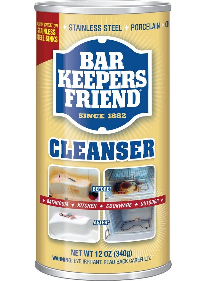 Bar Keepers Friend Powder Cleanser 12 Oz Multipurpose Cleaner & Stain Remover Bathroom Kitchen & Outdoor Use For Stainless Steel Aluminum Brass Ceramic Porcelain Bronze And More (2 Pack) - Image 2