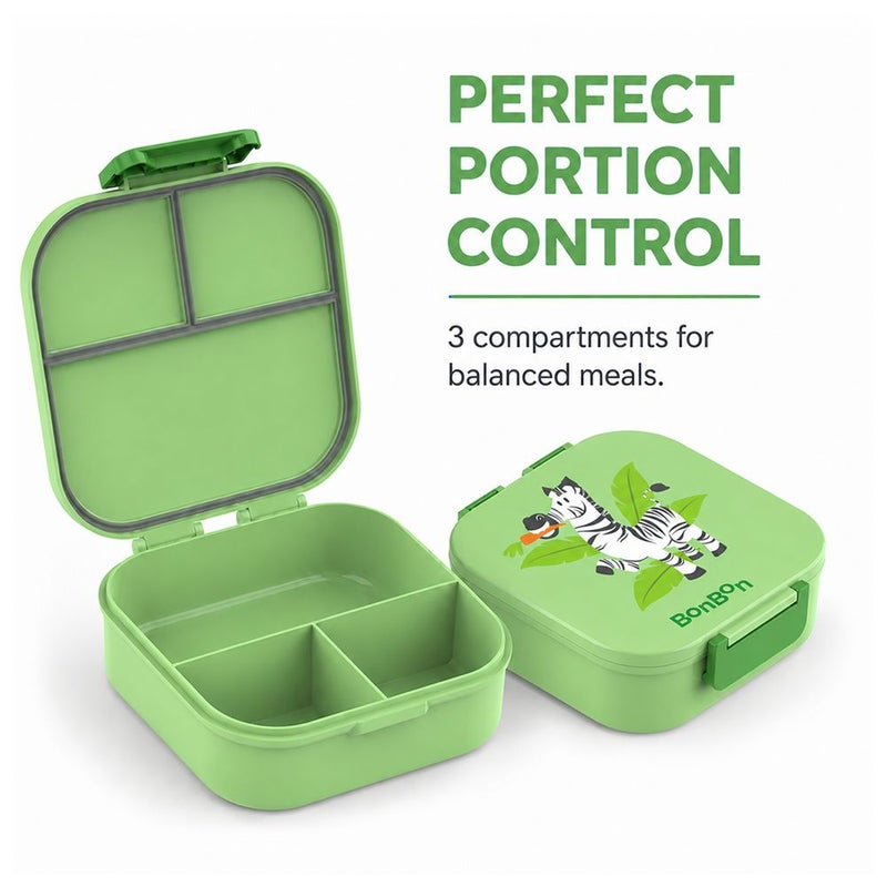 Bonbon - 3 Compartments Lunchbox with Cutlery - Zebra - Image 4