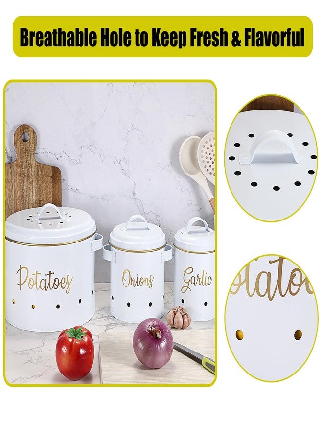 OwnMy Set of 3 Potato Onion Garlic Storage Bins Vegetable Containers Food Containers for Kitchen Counter, Potato Onion Storage Containers for Pantry Garlic Store Jars Vegetable Canisters Set, White - Image 4