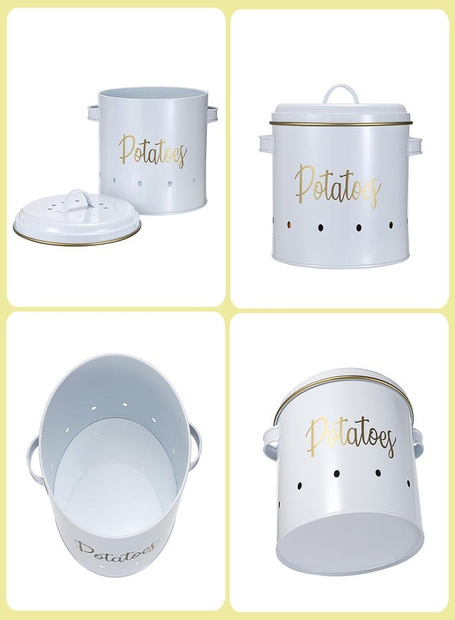 OwnMy Set of 3 Potato Onion Garlic Storage Bins Vegetable Containers Food Containers for Kitchen Counter, Potato Onion Storage Containers for Pantry Garlic Store Jars Vegetable Canisters Set, White - Image 5