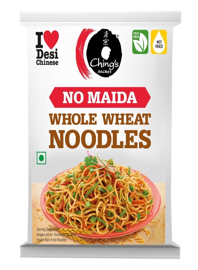 Ching's Ching’s Secret Whole Wheat Noodles 280g, No Maida, Air Dried/Not Fried, No Palm Oil, No MSG, High Fiber Atta Noodles (Serves 4) - Image 1