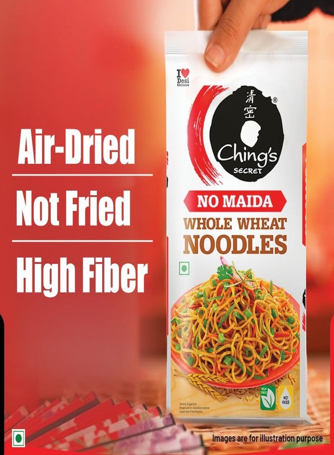 Ching's Ching’s Secret Whole Wheat Noodles 280g, No Maida, Air Dried/Not Fried, No Palm Oil, No MSG, High Fiber Atta Noodles (Serves 4) - Image 4