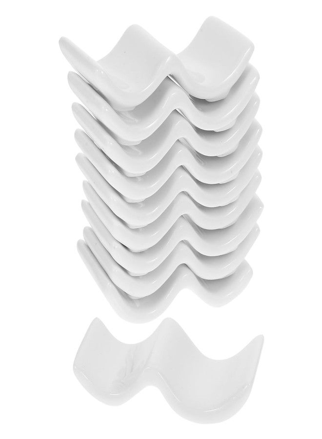 Baluue Ceramic Chopstick Rest Spoon Fork Holder Set 10 Pieces Porcelain Cutlery Stand for Home Restaurant Party Kitchen Utensil Holder Prevents Rolling and Keeps Tableware Clean - Image 1
