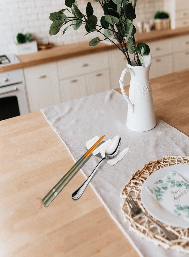 Baluue Ceramic Chopstick Rest Spoon Fork Holder Set 10 Pieces Porcelain Cutlery Stand for Home Restaurant Party Kitchen Utensil Holder Prevents Rolling and Keeps Tableware Clean - Image 4