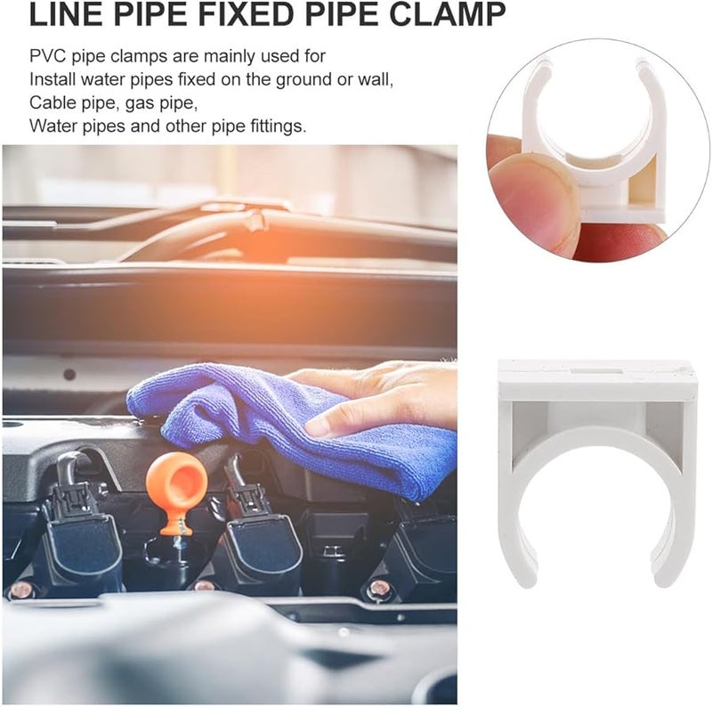 مشبك أنبوب على شكل حرف U من البولي فينيل كلوريد الأبيض لحامل دعم الأنابيب للتثبيت السريع - Image 3