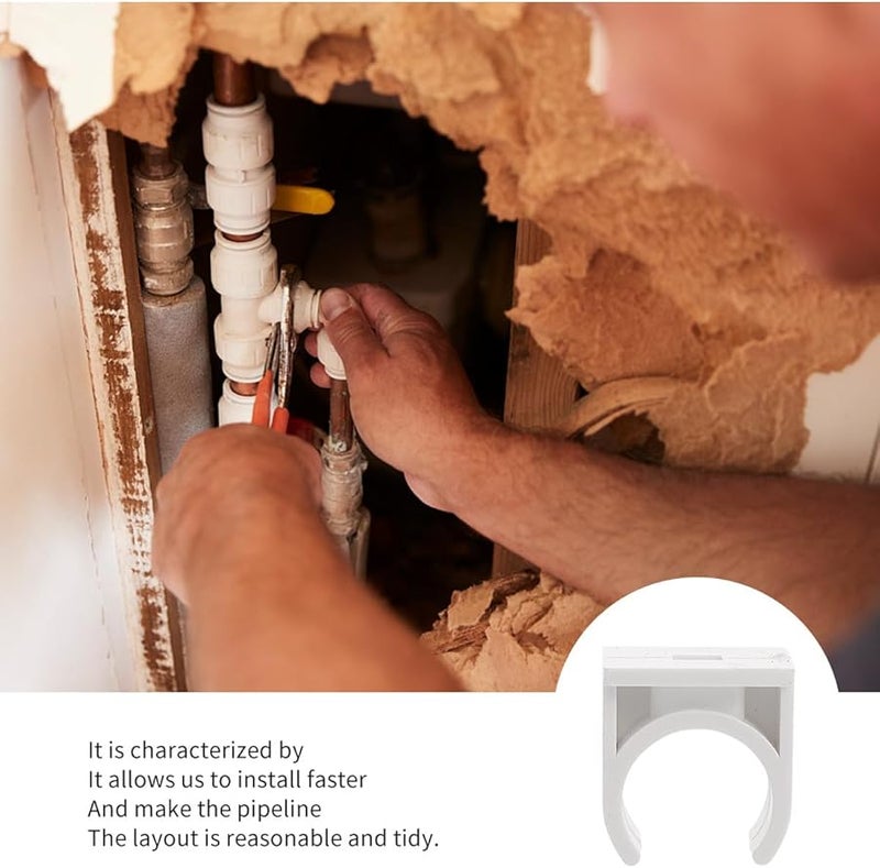 مشبك أنبوب على شكل حرف U من البولي فينيل كلوريد الأبيض لحامل دعم الأنابيب للتثبيت السريع - Image 5