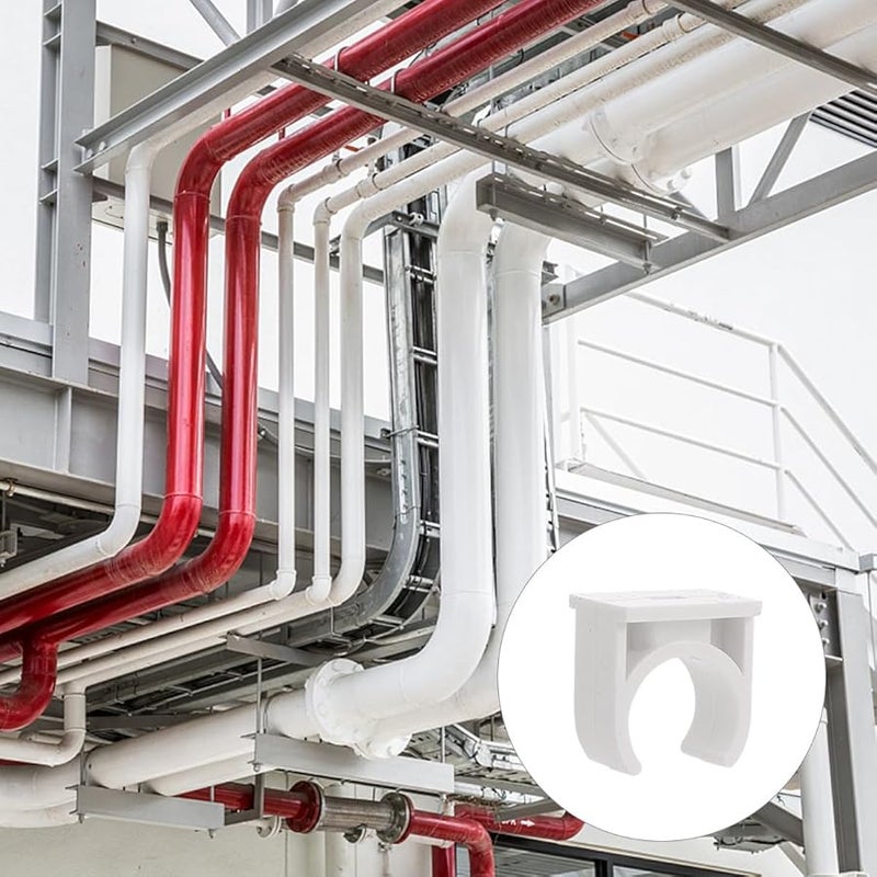 مشبك أنبوب على شكل حرف U من البولي فينيل كلوريد الأبيض لحامل دعم الأنابيب للتثبيت السريع - Image 4