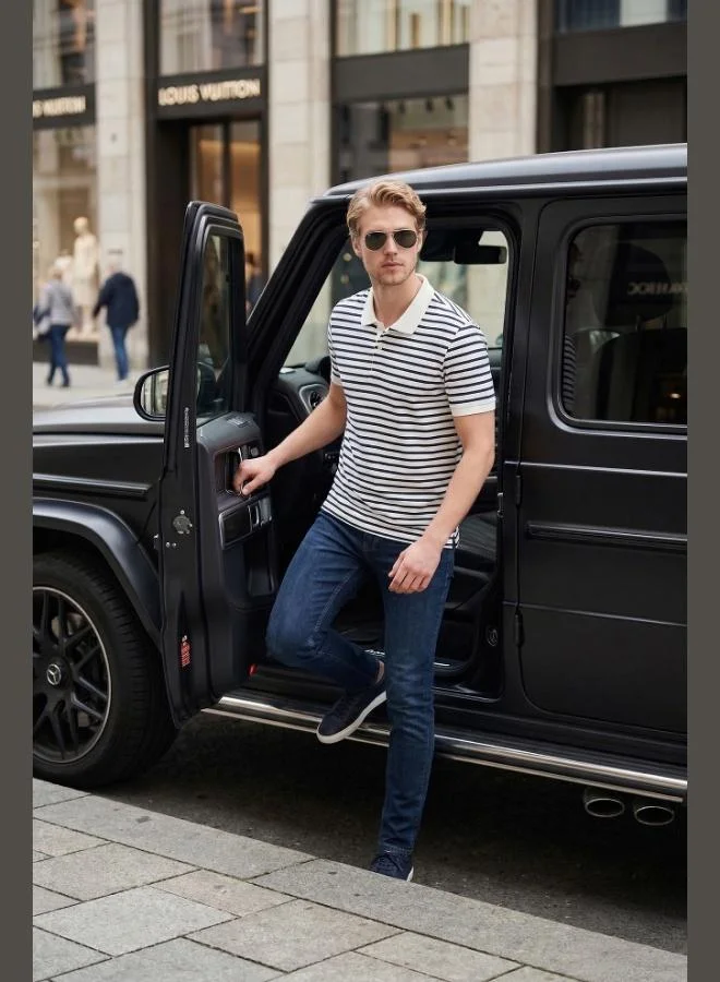 بوراتي Buratti Cotton Striped Short Sleeve Buttoned Polo T-Shirt Men's POLO T-SHIRT 5904046