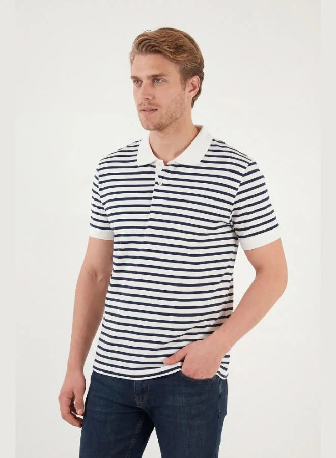 Buratti  Buratti Cotton Striped Short Sleeve Buttoned Polo T-Shirt Men's POLO T-SHIRT 5904046 for Men | Best Price UAE
