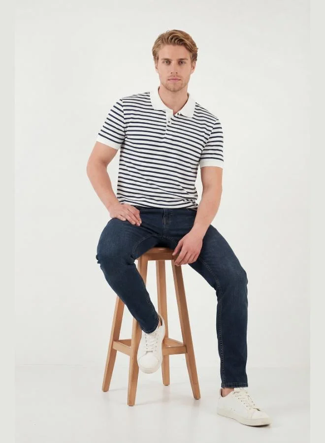 Buratti  Buratti Cotton Striped Short Sleeve Buttoned Polo T-Shirt Men's POLO T-SHIRT 5904046 for Men | Best Price UAE