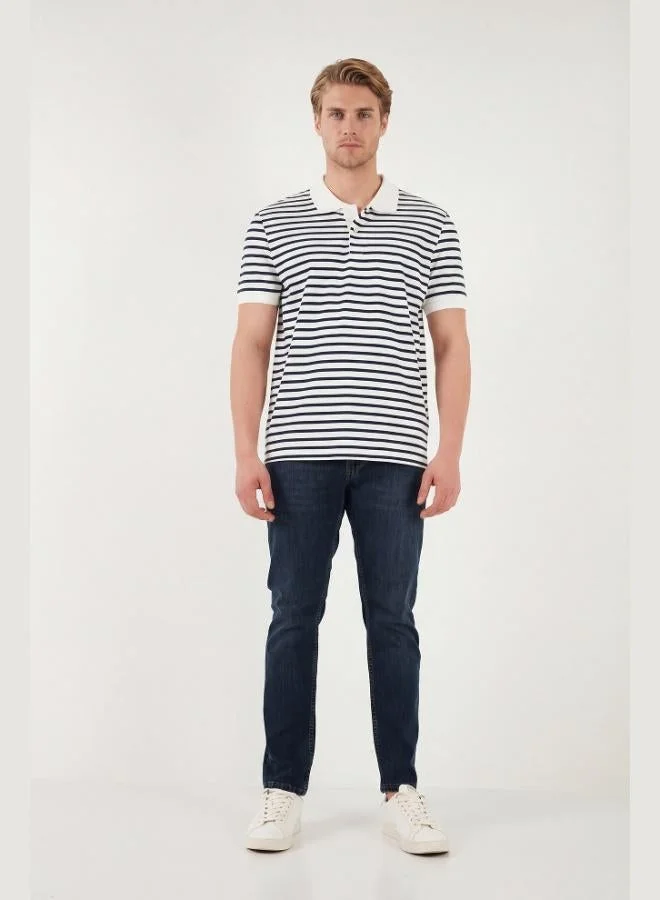 Buratti  Buratti Cotton Striped Short Sleeve Buttoned Polo T-Shirt Men's POLO T-SHIRT 5904046 for Men | Best Price UAE