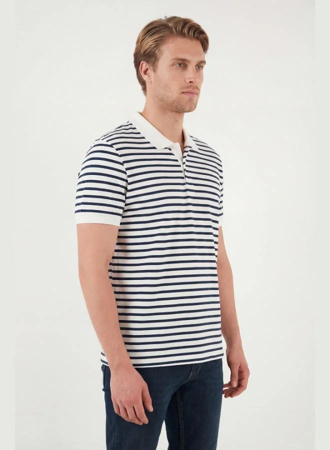 Buratti  Buratti Cotton Striped Short Sleeve Buttoned Polo T-Shirt Men's POLO T-SHIRT 5904046 for Men | Best Price UAE