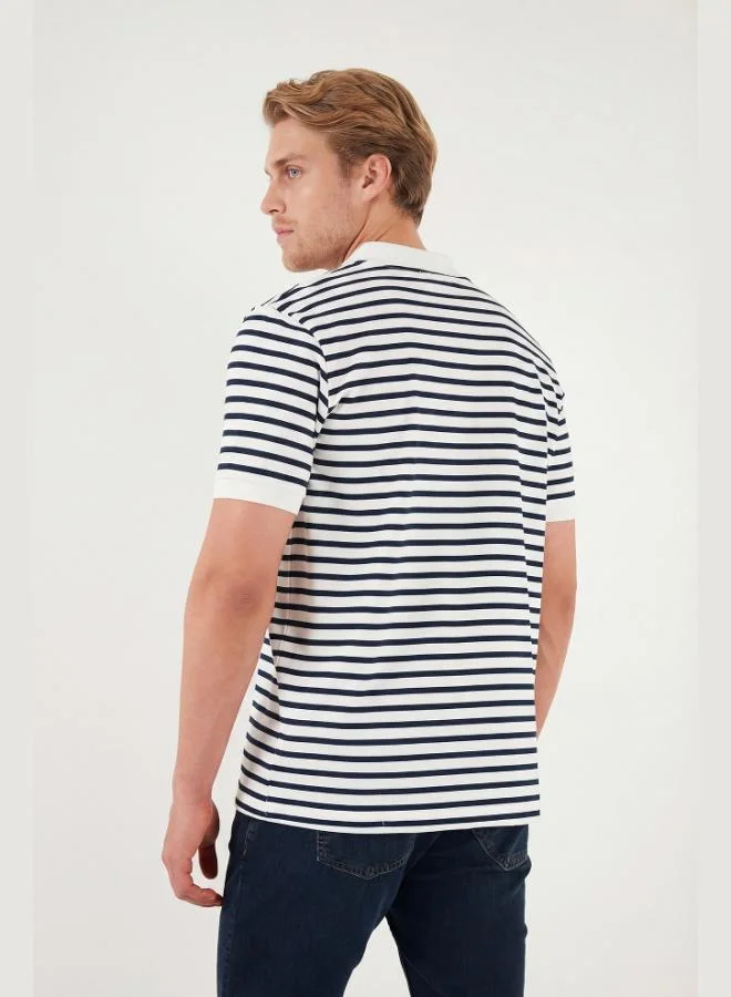 Buratti  Buratti Cotton Striped Short Sleeve Buttoned Polo T-Shirt Men's POLO T-SHIRT 5904046 for Men | Best Price UAE